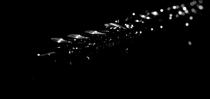 Robin Hoffmann: mit Flöte die Treppe herabsteigend